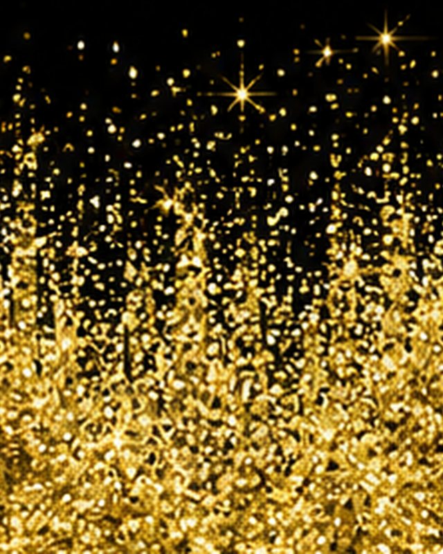 Falling gold sparkle on black backdrop.