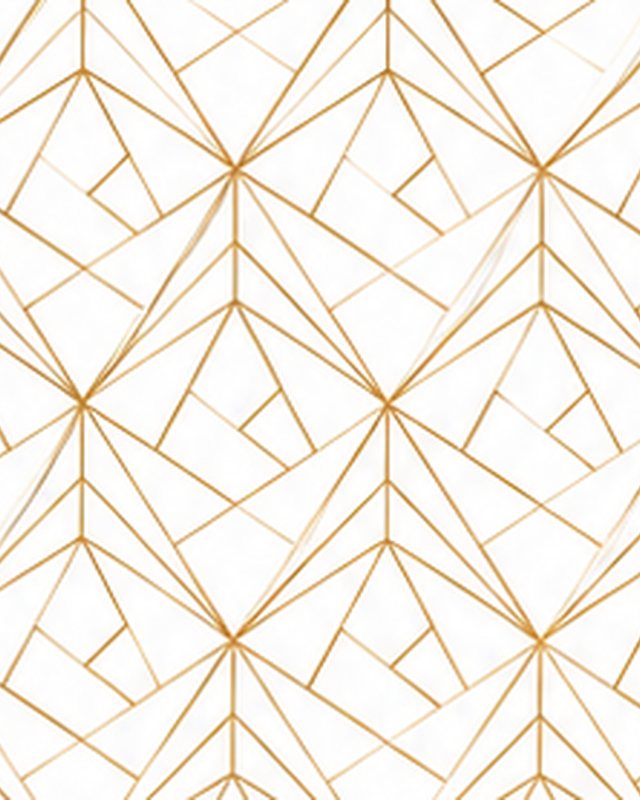 Fine gold art-deco lines on white backdrop.