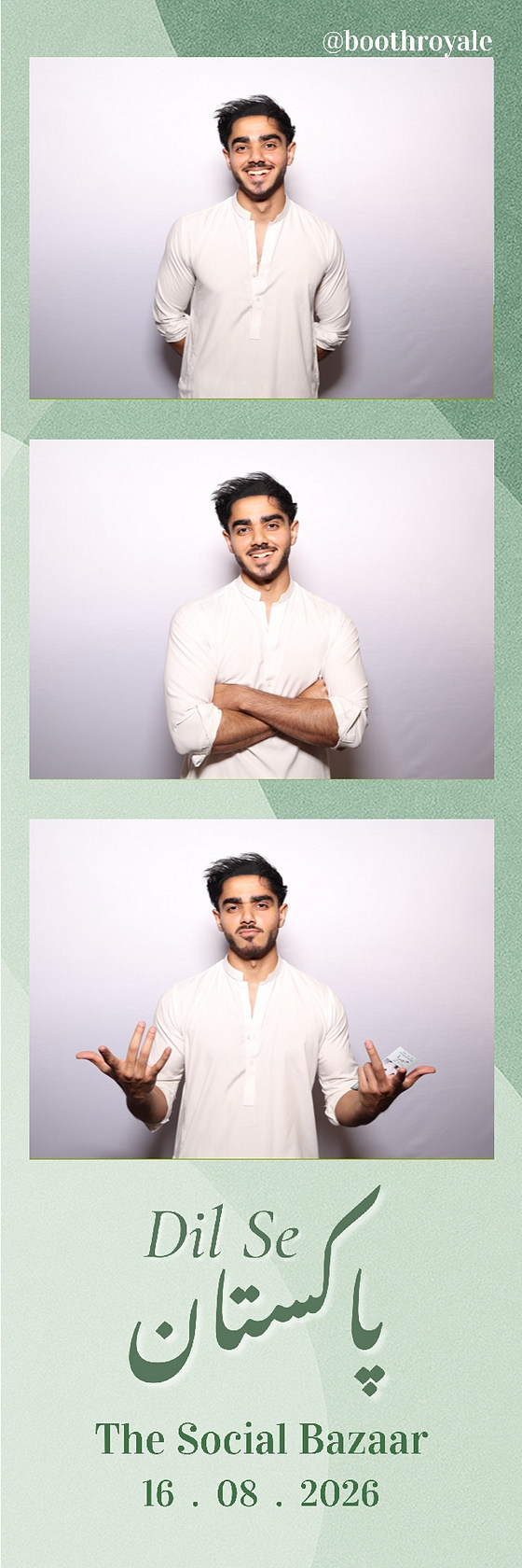A Booth Royale 2x6 photo strip printed at the Dil Se Pakistan event, finished with the event branding and date.